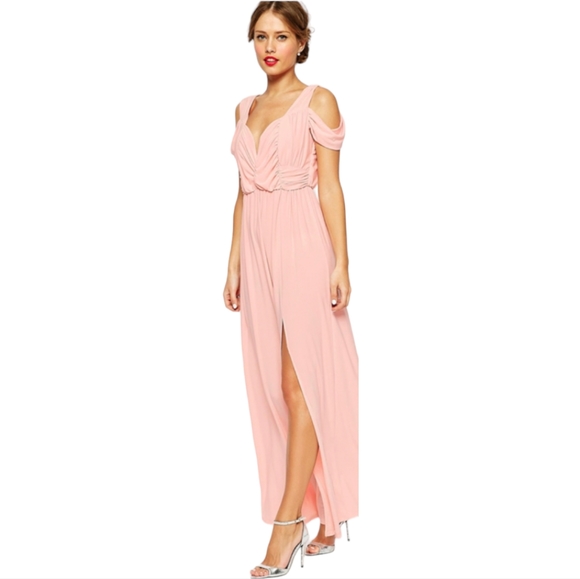 ASOS dress Drape Cold Shoulder Maxi wedding bridesmaid 4 - Picture 2 of 7
